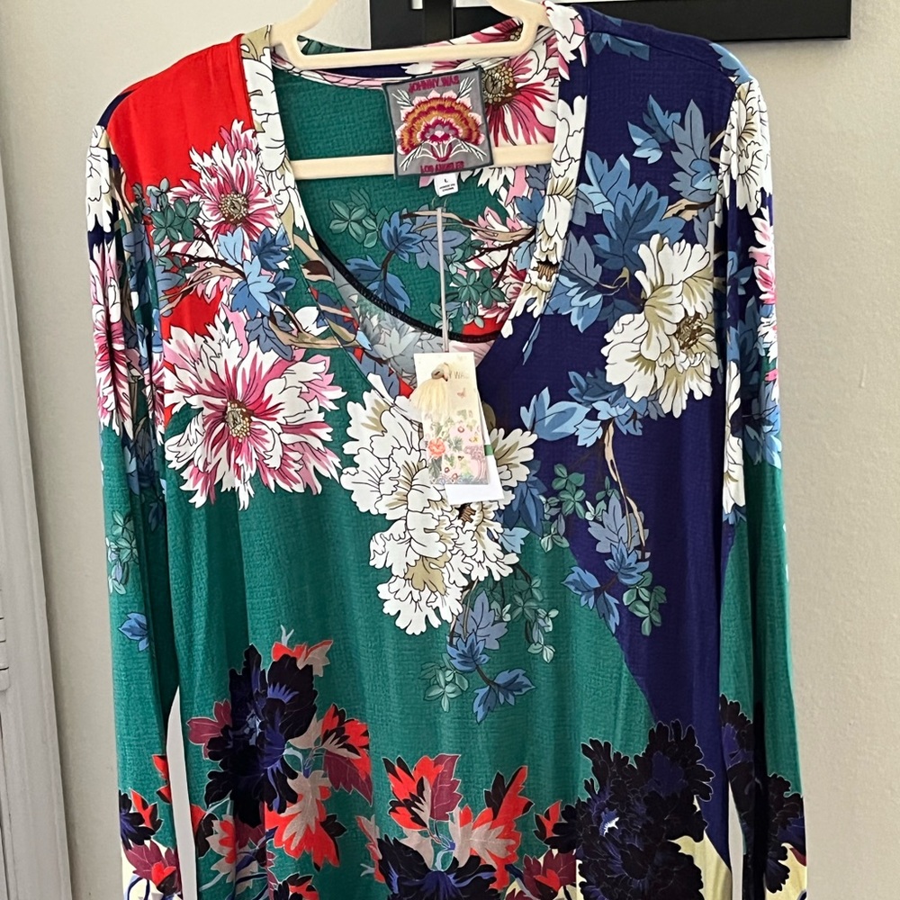JOHNNY WAS MARRITT NWT AUTHENTIC LONG SLEEVES FLORAL DESIGN BLOUSE